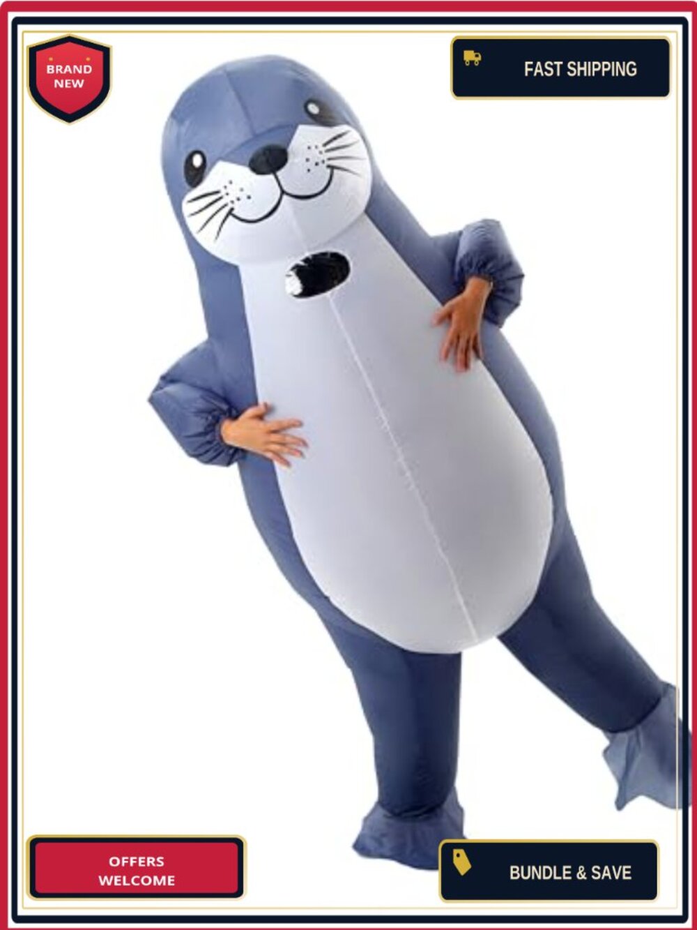 Inflatable Seal Costume Adult Funny Blow Up Animal Halloween Party Cosplay